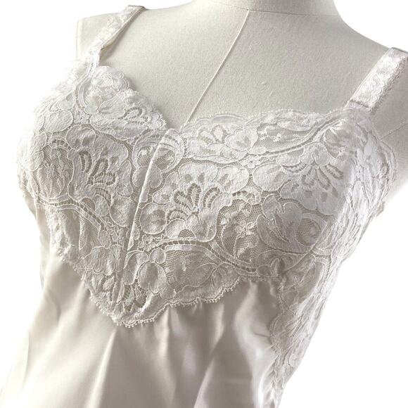 NWT Vintage 90s Wondermaid Bridal White Satin & Lace Full Slip Dress Size 34 - Picture 3 of 13